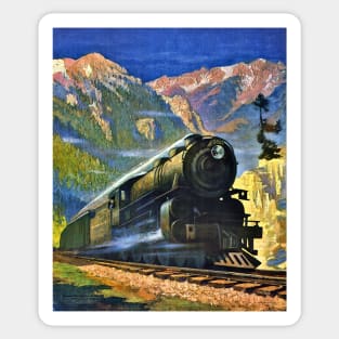 Train & Montana Rockies, Northern Pacific 1920s Gustav Wilhelm Krollmann Sticker